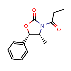 Chemical structure of (4R,5S)-4-methyl-5-phenyl-3-propionyloxazolidin-2-one , CAS 77877-20-4, AChemBlock U109430