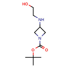 Chemical structure of 1-Boc-3-[(2-hydroxyethyl)amino]-azetidine , CAS 178311-50-7, AChemBlock U109432