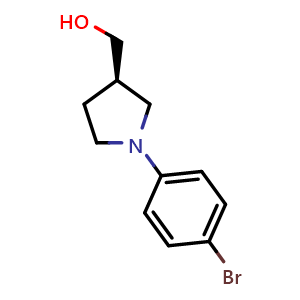Chemical structure of [ (3R)-1-(4-bromophenyl)pyrrolidin-3-yl]methanol , CAS 878013-26-4, AChemBlock U109434