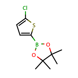 Chemical structure of 5-Chloro-2-(4,4,5,5-tetramethyl-1,3,2-dioxaborolan-2-yl)thiophene , CAS 635305-24-7, AChemBlock U109439
