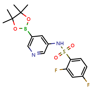 Chemical structure of 2,4-Difluoro-N-[5-(4,4,5,5-tetramethyl-1,3,2-dioxaborolan-2-yl)-3-pyridinyl]benzenesulfonamide , CAS 1092565-35-9, AChemBlock U109440