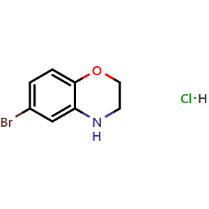 Chemical structure of 6-Bromo-3,4-dihydro-2hbenzo[1,4]oxazine hydrochloride , CAS 1260803-10-8, AChemBlock U109441