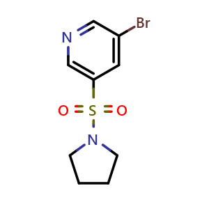 Chemical structure of 3-Bromo-5-(pyrrolidin-1-ylsulfonyl)pyridine , CAS 1086064-89-2, AChemBlock U109454