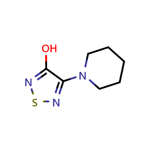 Chemical structure of 4-(Piperidin-1-yl)-1,2,5-thiadiazol-3-ol , CAS 891028-86-7, AChemBlock U109457