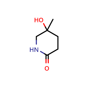 Chemical structure of 5-Hydroxy-5-methyl-2-piperidinone , CAS 501435-45-6, AChemBlock U109460