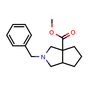Chemical structure of Methyl 2-benzyloctahydrocyclopenta[c]pyrrole-3a-carboxylate , CAS 885958-43-0, AChemBlock U109463