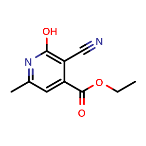 Chemical structure of Ethyl 3-cyano-2-hydroxy-6-methylisonicotinate , CAS 18619-97-1, AChemBlock U109469
