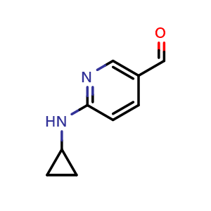 Chemical structure of 6-(Cyclopropylamino)nicotinaldehyde , CAS 1292369-85-7, AChemBlock U109484