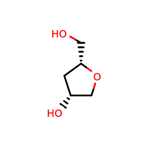 Chemical structure of Cis-(3R,5R)-5-(hydroxymethyl)tetrahydrofuran-3-ol , CAS 164267-53-2, AChemBlock U109485