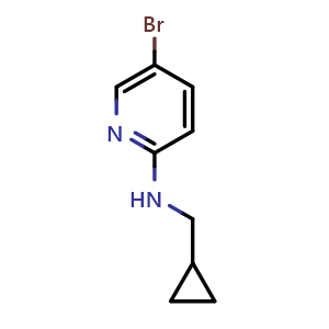 Chemical structure of 5-Bromo-N-(cyclopropylmethyl)pyridin-2-amine , CAS 1036572-09-4, AChemBlock U109502