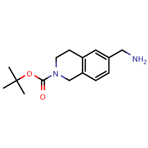 Chemical structure of Tert-butyl 6-(aminomethyl)-3,4-dihydroisoquinoline-2(1H)-carboxylate , CAS 1196154-55-8, AChemBlock U109510