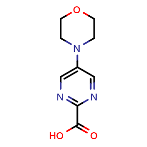 Chemical structure of 5-Morpholinopyrimidine-2-carboxylic acid , CAS 1823252-46-5, AChemBlock U109521