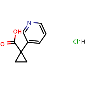 Chemical structure of 1-(Pyridin-3-yl)cyclopropanecarboxylic acid hydrochloride , CAS 1803581-23-8, AChemBlock U109523