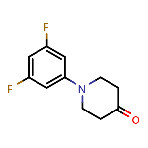 Chemical structure of 1-N-(3',5'-difluorophenyl)-piperidin-4-one , CAS 494861-59-5, AChemBlock U109530