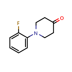 Chemical structure of 1-(2-Fluorophenyl)piperidin-4-one , CAS 115012-46-9, AChemBlock U109540