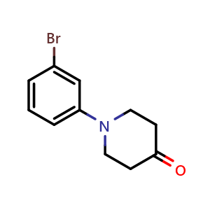 Chemical structure of 1-(3-Bromophenyl)piperidin-4-one , CAS 1016769-81-5, AChemBlock U109541