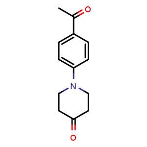 Chemical structure of 1-(4-Acetylphenyl)piperidin-4-one , CAS 79421-48-0, AChemBlock U109543