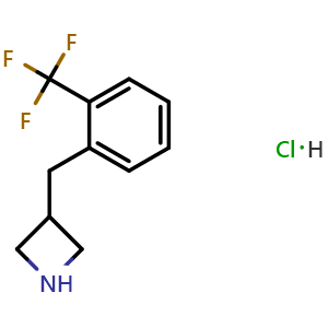 Chemical structure of 3-(2-(Trifluoromethyl)benzyl)azetidine hydrochloride , CAS 960492-85-7, AChemBlock U109552