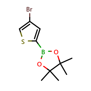 Chemical structure of 2-(4-Bromothiophen-2-yl)-4,4,5,5-tetramethyl-1,3,2-dioxaborolane , CAS 942070-06-6, AChemBlock U109569