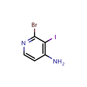Chemical structure of 2-Bromo-3-iodopyridin-4-amine , CAS 1300750-77-9, AChemBlock U109574