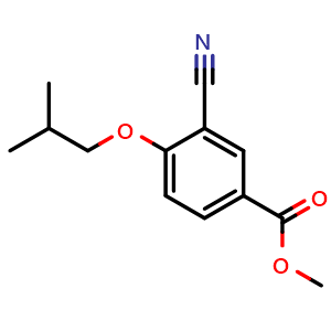 Chemical structure of Methyl 3-cyano-4-isobutoxybenzoate , CAS 1351529-66-2, AChemBlock U109575