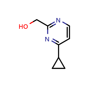Chemical structure of (4-Cyclopropylpyrimidin-2-yl)methanol , CAS 1240725-49-8, AChemBlock U109578