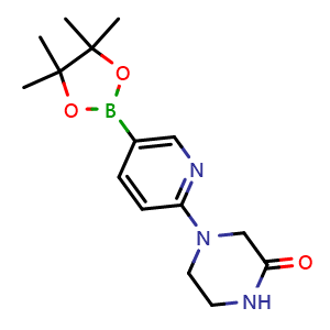 Chemical structure of 4-(5-(4,4,5,5-Tetramethyl-1,3,2-dioxaborolan-2-yl)pyridin-2-yl)piperazin-2-one , CAS 1092564-28-7, AChemBlock U109584