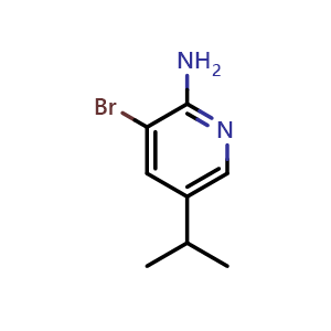 Chemical structure of 3-Bromo-5-isopropylpyridin-2-amine , CAS 1381938-44-8, AChemBlock U109596