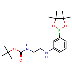 Chemical structure of Tert-butyl 2-(3-(4,4,5,5-tetramethyl-1,3,2-dioxaborolan-2-yl)phenylamino)ethylcarbamate , CAS 1627580-07-7, AChemBlock U109603