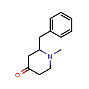 Chemical structure of 2-Benzyl-1-methylpiperidin-4-one , CAS 21823-56-3, AChemBlock U109624