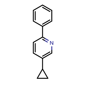 Chemical structure of 5-Cyclopropyl-2-phenylpyridine , CAS 1245645-30-0, AChemBlock U109637