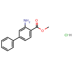 Chemical structure of Methyl3-aminobiphenyl-4-carboxylate hydrochloride , CAS 1187582-66-6, AChemBlock U109646