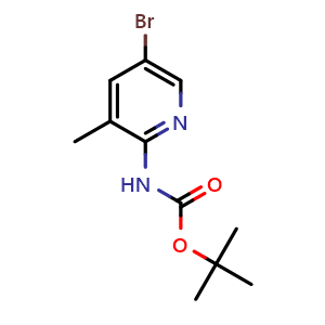Chemical structure of Tert-butyl 5-bromo-3-methylpyridin-2-ylcarbamate , CAS 748812-61-5, AChemBlock U109663