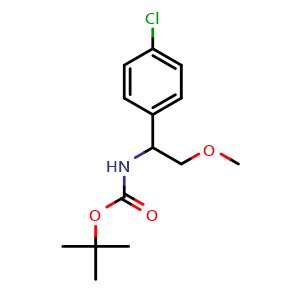 Chemical structure of Tert-butyl 1-(4-chlorophenyl)-2-methoxyethylcarbamate , CAS 1820906-42-0, AChemBlock U109667