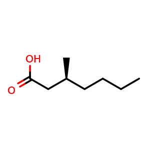 Chemical structure of (S)-3-methylheptanoic acid , CAS 59614-85-6, AChemBlock U109669