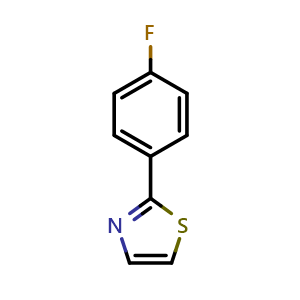 Chemical structure of 2-(4-Fluorophenyl)thiazole , CAS 1005196-13-3, AChemBlock U109671