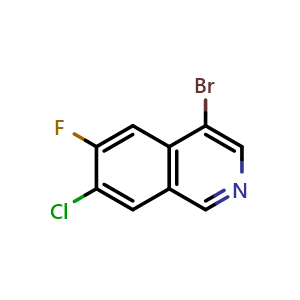 Chemical structure of 4-Bromo-7-chloro-6-fluoroisoquinoline , CAS 1375302-35-4, AChemBlock U109672