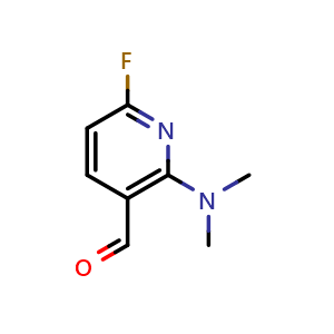 Chemical structure of 2-(Dimethylamino)-6-fluoronicotinaldehyde , CAS 193481-62-8, AChemBlock U109681