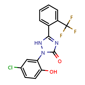 Chemical structure of 2-(5-chloro-2-hydroxyphenyl)-5-(2-(trifluoromethyl)phenyl)-1,2-dihydro-3H-1,2,4-triazol-3-one , CAS 202822-23-9, AChemBlock U109708