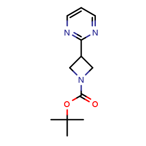 Chemical structure of Tert-butyl 3-(pyrimidin-2-yl)azetidine-1-carboxylate , CAS 1236861-59-8, AChemBlock U109719