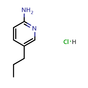 Chemical structure of 5-Propylpyridin-2-amine hydrochloride , CAS 2818176-44-0, AChemBlock U109727
