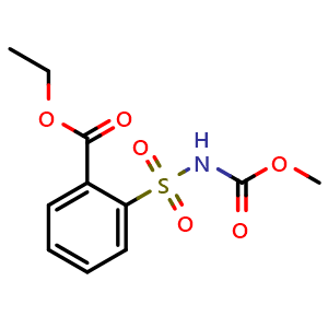 Chemical structure of Ethyl 2-(N-(methoxycarbonyl)sulfamoyl)benzoate , CAS 165395-27-7, AChemBlock U109731