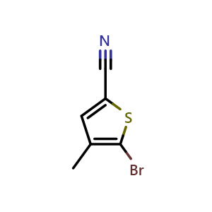 Chemical structure of 5-Bromo-4-methylthiophene-2-carbonitrile , CAS 304854-52-2, AChemBlock U109765
