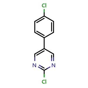 Chemical structure of 2-Chloro-5-(4-chlorophenyl)pyrimidine , CAS 27956-40-7, AChemBlock U109769