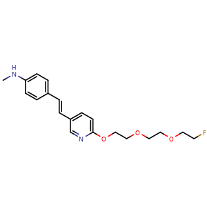 Chemical structure of (E)-4-(2-(6-(2-(2-(2-fluoroethoxy)ethoxy)ethoxy)pyridin-3-yl)vinyl)-N-methylaniline , CAS 938435-69-9, AChemBlock U109773