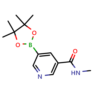 Chemical structure of N-methyl-5-(4,4,5,5-tetramethyl-1,3,2-dioxaborolan-2-yl)nicotinamide , CAS 1218791-25-3, AChemBlock U109781