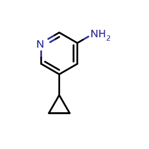 Chemical structure of 5-Cyclopropylpyridin-3-amine , CAS 1314353-68-8, AChemBlock U109785