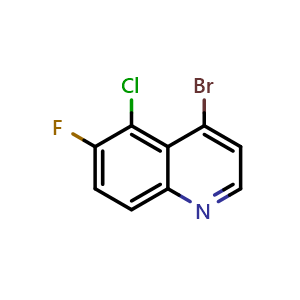 Chemical structure of 4-Bromo-5-chloro-6-fluoroquinoline , CAS 1375302-42-3, AChemBlock U109799