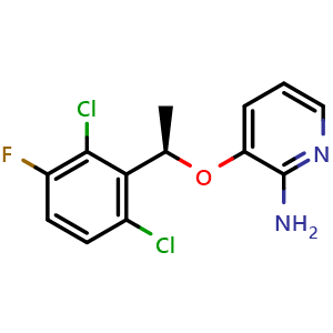Chemical structure of (R)-3-(1-(2,6-dichloro-3-fluorophenyl)ethoxy)pyridin-2-amine , CAS 877397-71-2, AChemBlock U109806