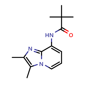 Chemical structure of N-(2,3-dimethylimidazo[1,2-a]pyridin-8-yl)pivalamide , CAS 214194-14-6, AChemBlock U109808